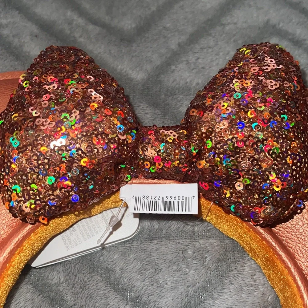 Disney Parks Loungefly Minnie Mouse Sequined Apricot Crush Backpack and Ears - Picture 8 of 8